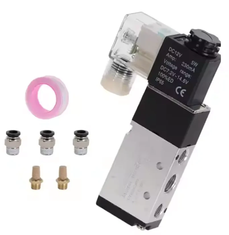 বায়ুসংক্রান্ত solenoid ভালভ 5 উপায় 2- অবস্থান নিয়ন্ত্রণ বায়ু 12 ভি 24 ভি